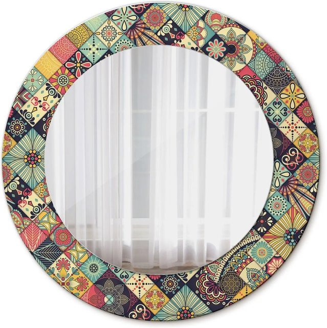 Tulup Rund Spiegel mit Patchwork Fliesen Ornament Rahmen Multicolour Durchmesser: 50 cm - Bild 1