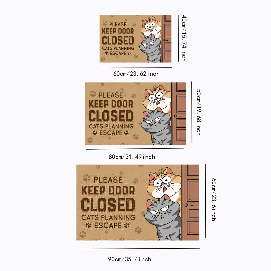 VIKAMA Waschbarer Teppich mit niedlichem Katzen- und Karpfen-Cartoon-Design für Wohnzimmer, Schlafzimmer oder als Fußmatte und Willkommensteppich - Bild 2
