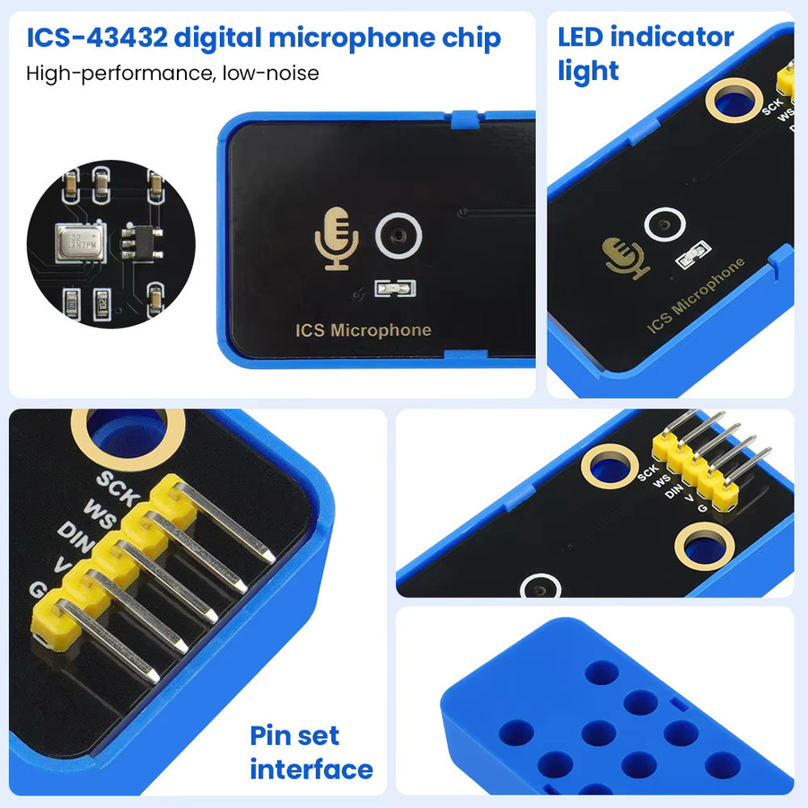 Keyestudio ICS-Mikrofonmodul mit I2S-Digitalschnittstelle und 24-Bit-Datumsformat, kompatibel mit Arduino, ESP32 und Raspberry Pico - Bild 4