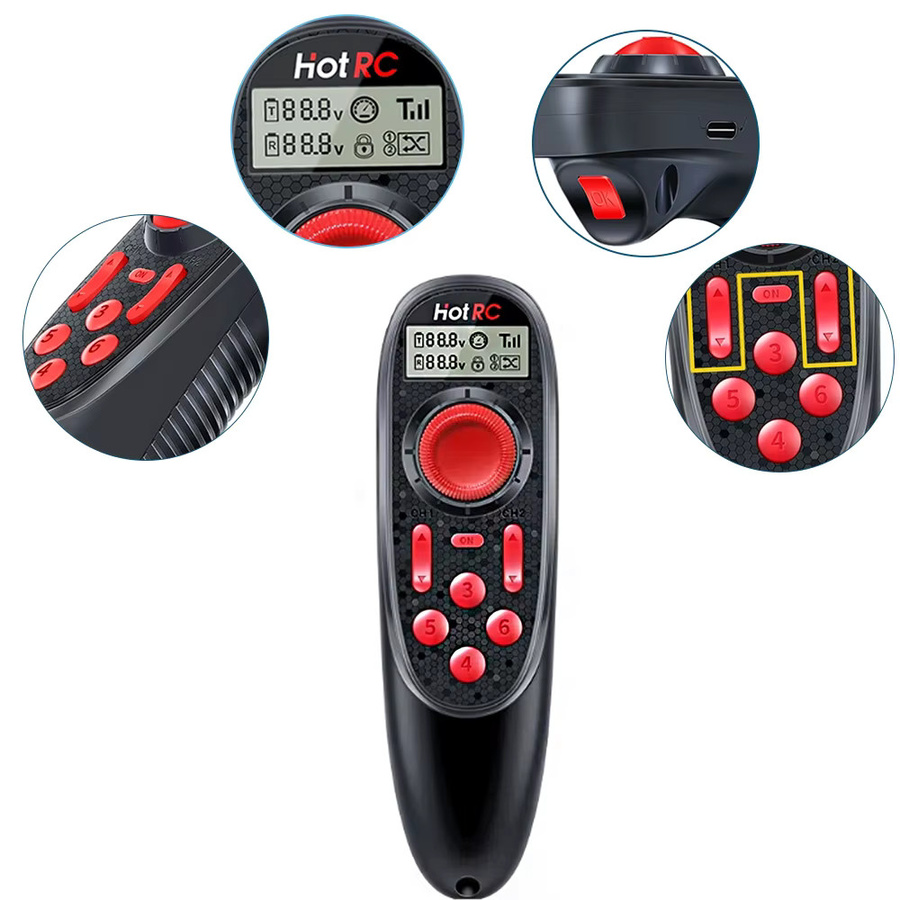 HOTRC DS600 6-Kanal 2,4GHz RC Fernbedienung Sender mit F-06A Empfänger - Bild 5