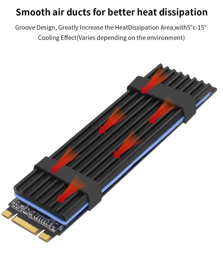 LDPCSJ M.2 SSD-Kühlkörper 2280 aus Aluminiumlegierung mit Wärmeleitpad für NVMe SSDs, Desktop-PC und PS5 - Bild 4
