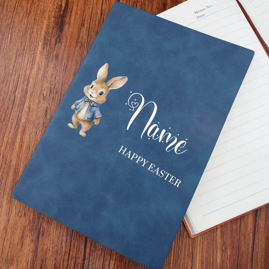 Personalisiertes Osterhasen-Notizbuch mit Namen, Green Hardcover aus Kunstleder, liniertes Tagebuch für deine Frühlingsplanung - Bild 3