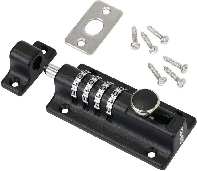 HMF Riegelschloss Türriegel mit 4-stelligem Zahlencode aus Zinklegierung, Farbe: Schwarz, B/T/H: 122 x 40 x 48 mm - Bild 1