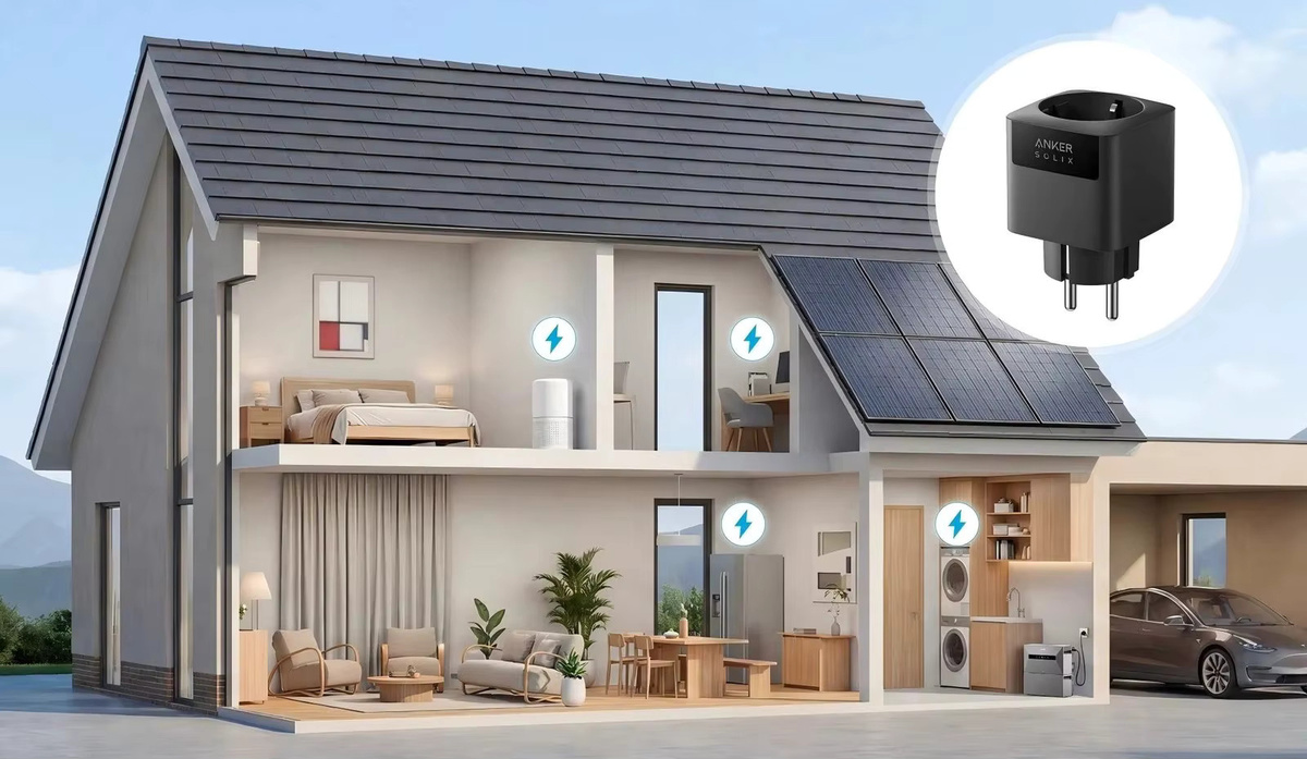 Anker SOLIX Smart Plug Intelligenter WLAN und Bluetooth Stecker in Schwarz kompatibel mit der Anker Solix Solarbank-Serie - Bild 1