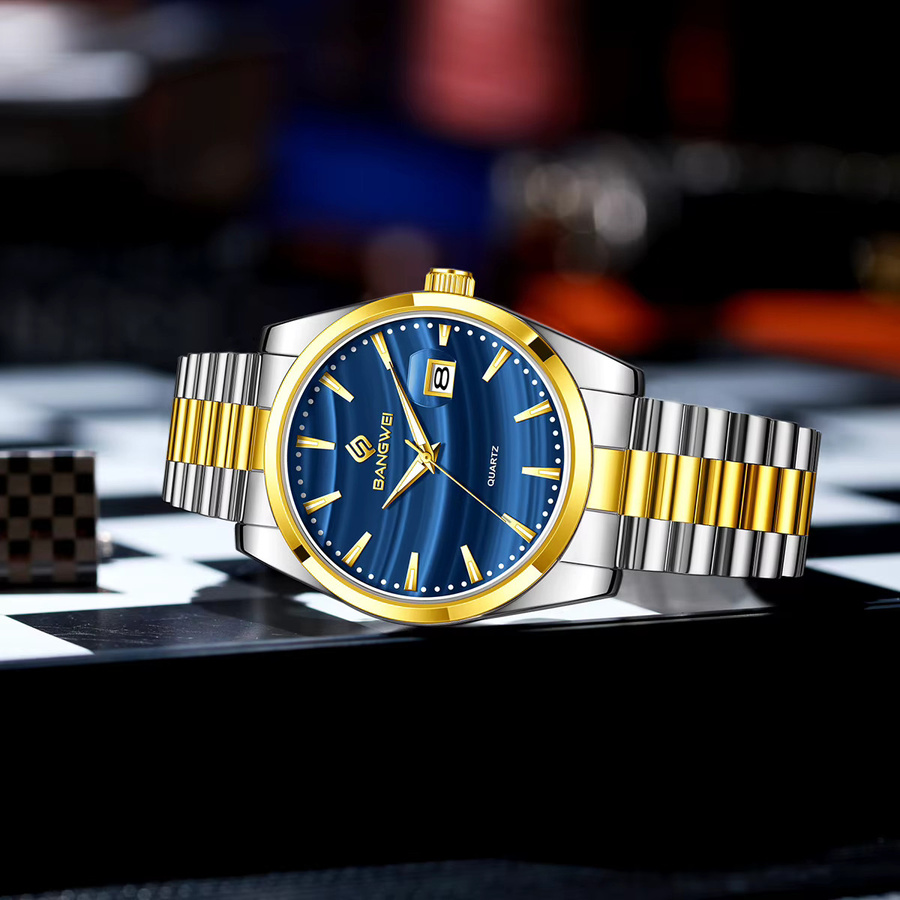 BANGWEI Armbanduhr Quarz, Edelstahl, Blau, Herren - Bild 4