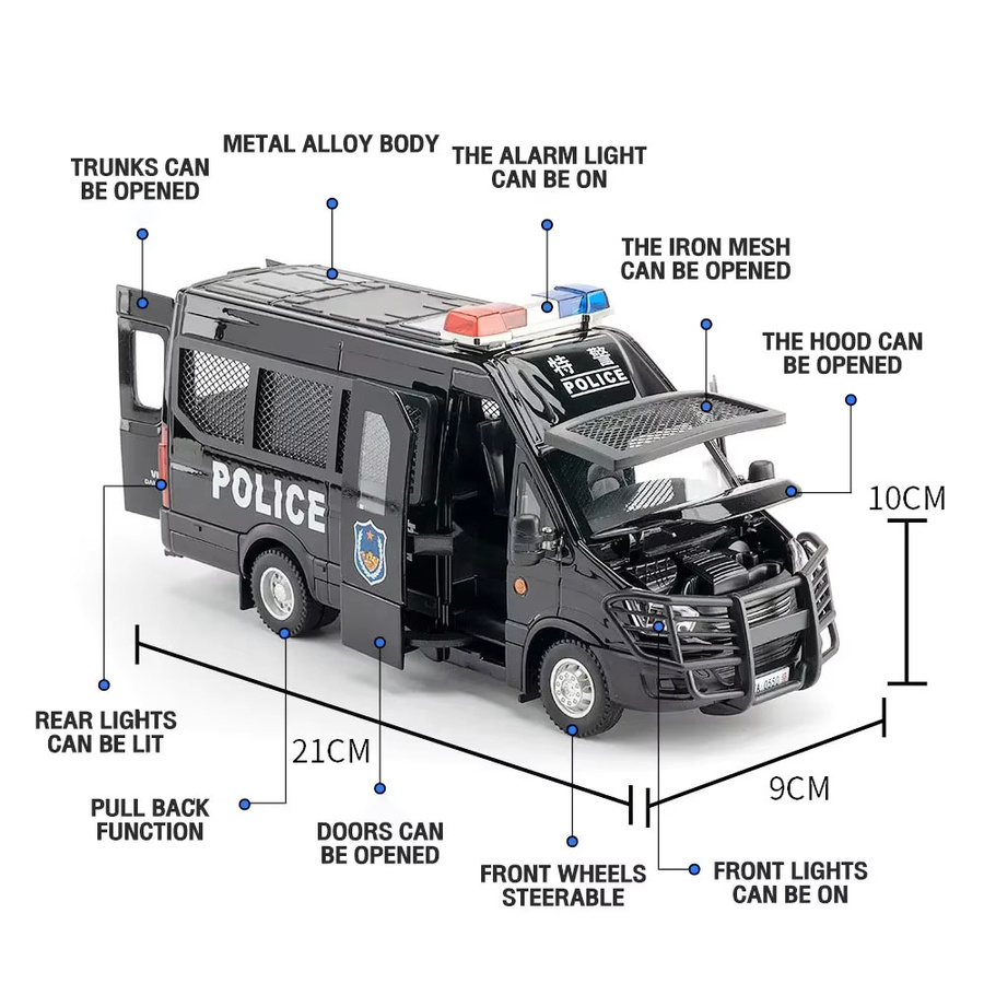 Maisto IVECO Polizeiauto, Spielzeugfahrzeug, Maßstab 1:24, mit Licht und Sound - Bild 2