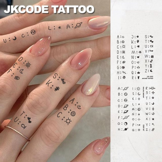 JKCODE TATTOO Finger-Tattoos, Buchstaben-Aufkleber, Damen - Bild 1