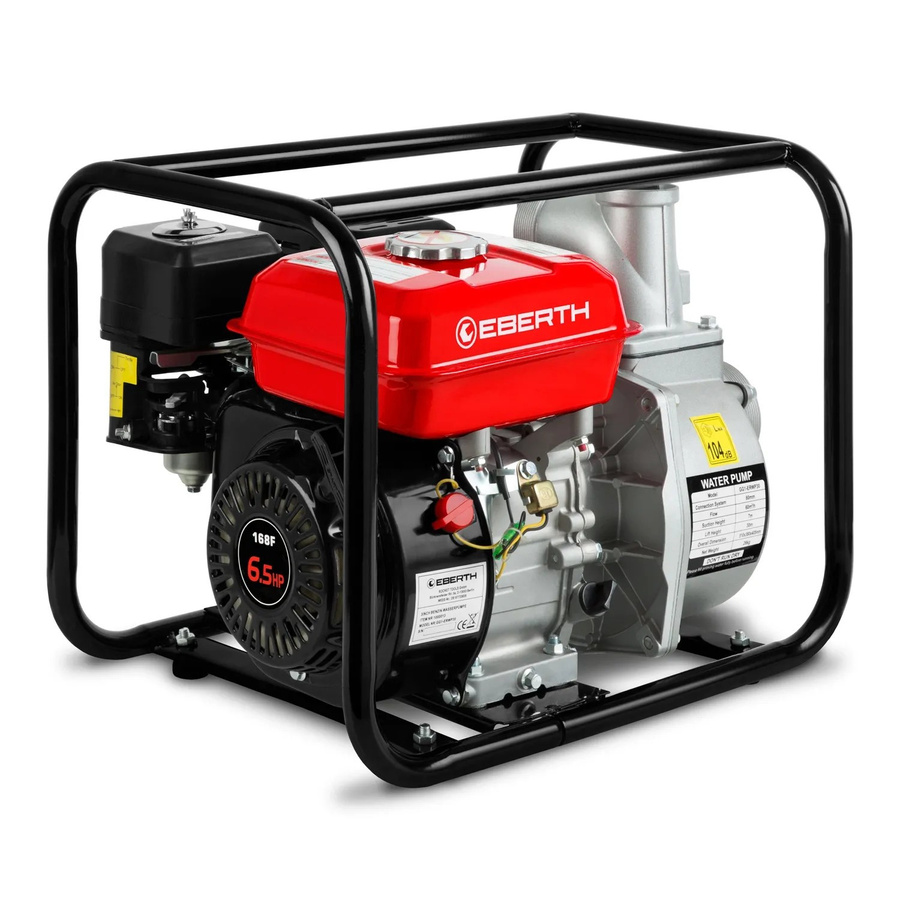Eberth Wasserpumpe mit 6,5 PS, 60.000 l/h Förderleistung, 30 m Förderhöhe und 3 Zoll Anschluss, 4-Takt-Motor - Bild 2