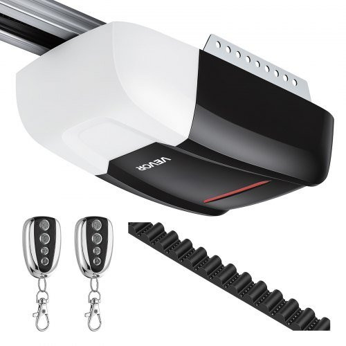 VEVOR Garagentorantrieb 800 N mit ultraleisem Riemenantrieb, 4-tlg. Schienensystem, 2 Handsender und LED-Beleuchtung, Schwarz & Weiß - Bild 1