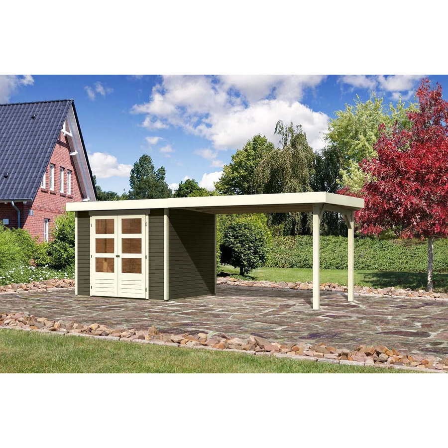 Karibu Holz-Gartenhaus Boras in Terragrau mit Flachdach und modernem Design, B/T/H: 238 x 213 x 211 cm - Bild 2
