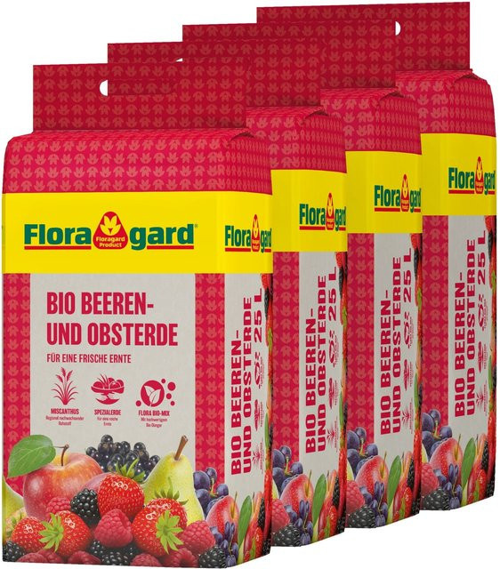Floragard Bio Beeren- und Obsterde Spezialsubstrat für den Garten, 4 x 25 l - Bild 1