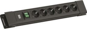 Bachmann Steckdosenleiste BM005912 in Anthrazit mit 6x CEE7/3 Steckplätzen und 1 Schalter, Wandmontage - Bild 1