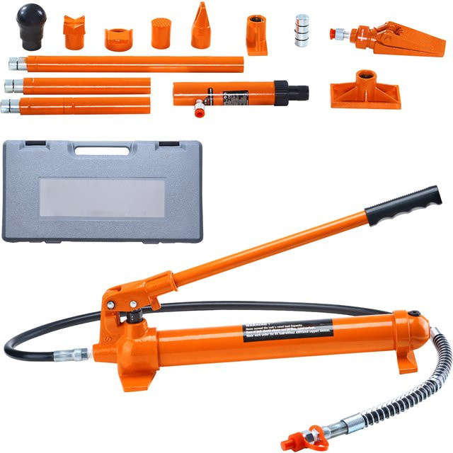 SucceBuy Porta Power Kit Tragbares hydraulisches Hebewerkzeug mit 1,4 m Ölschlauch und Aufbewahrungskoffer in Orange - Bild 1
