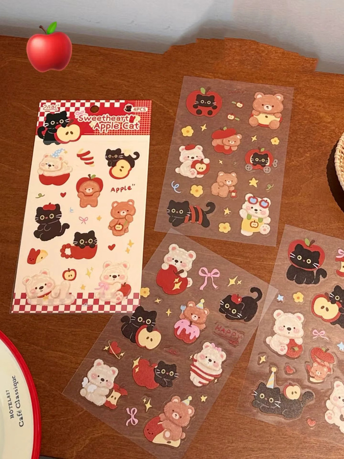 Niedliche Haustier-Teeparty Sticker Set in Mehrfarbig für DIY Notizbücher und dekorative Karten - Bild 4