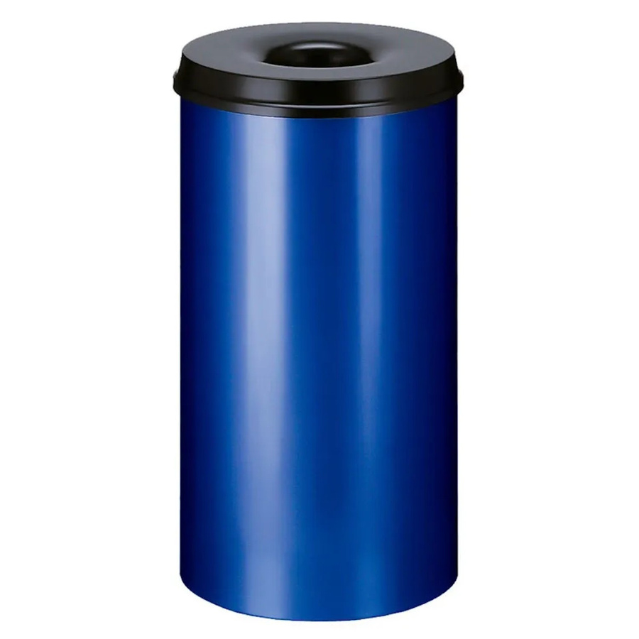 PROREGAL Selbstlöschender Papierkorb und Abfallsammler aus Metall, 50 Liter, Blau und Schwarz, Höhe: 63 cm, Durchmesser: 33,5 cm - Bild 2