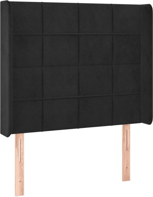 vidaXL LED Kopfteil in Schwarz aus Samt mit USB-Ladeport und integrierter Beleuchtung, B: 83 cm, T: 16 cm, H: 118-128 cm - Bild 1