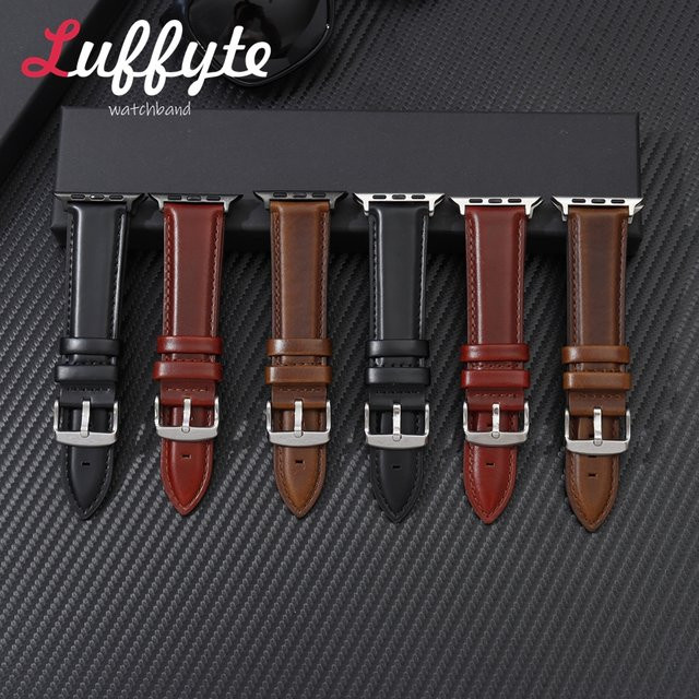luffyte Uhrenarmband Leder, gewachstes Rindsleder, Unisex, 38–49 mm - Bild 1