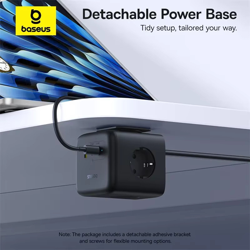 Baseus EnerFill FA11 Desktop-Ladestation mit 3 Schuko-Steckdosen, 1 USB-A und 2 USB-C in Schwarz - Bild 5
