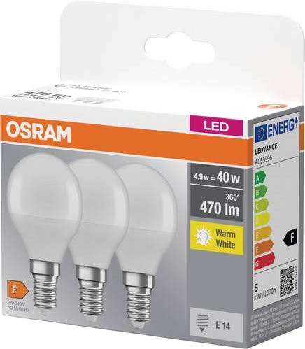 Osram Home Lighting LED E14 Glühbirne Warmweiß, 3er Set, Durchmesser: 45 mm, Länge: 82 mm - Bild 1