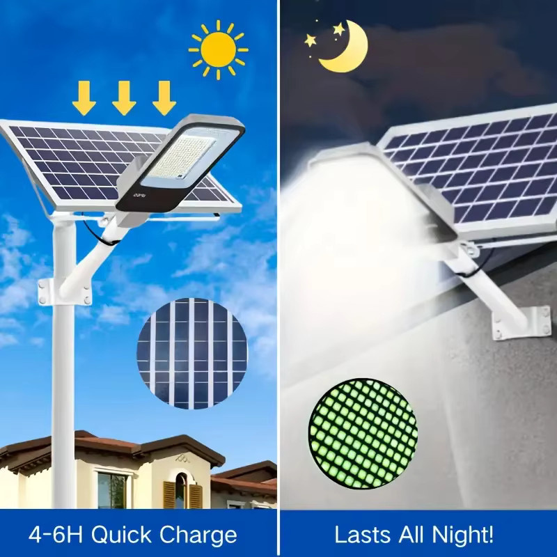 2er-Set YQCHEZI Solarleuchten für den Außenbereich, wasserdichte Solar-Straßenlaternen in Weiß mit 6000 mAh Akku und Dämmerungssensor, modern gestaltete Wandleuchten für Garten und Garage mit kühlem Weißlicht - Bild 2