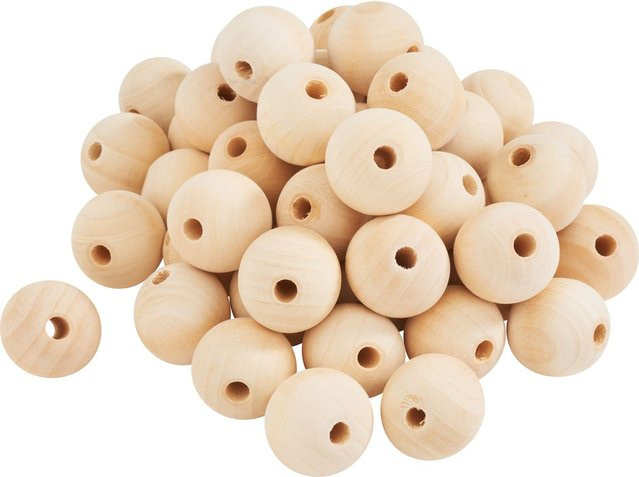 VBS XXL Holzkugeln durchgebohrt Natur Beige Durchmesser: 3 cm, 50 Stück - Bild 1