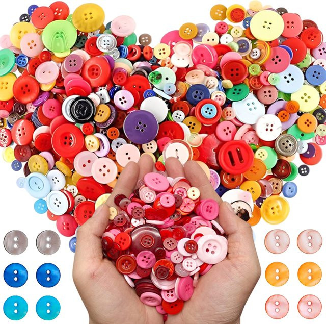 Bunte runde Kunststoffknöpfe für DIY-Handwerk und Nähprojekte in verschiedenen Größen, Multicolor - Bild 1