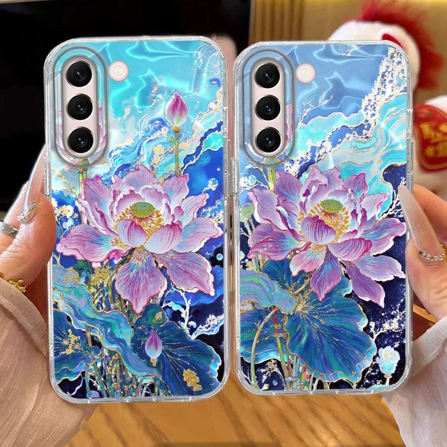 Bunte Lotusblüten Luxus-Print Handyhülle für Samsung Galaxy S22 S23 S24 S25 S26 S21 Plus S20 FE Ultra in Multicolor - Bild 1