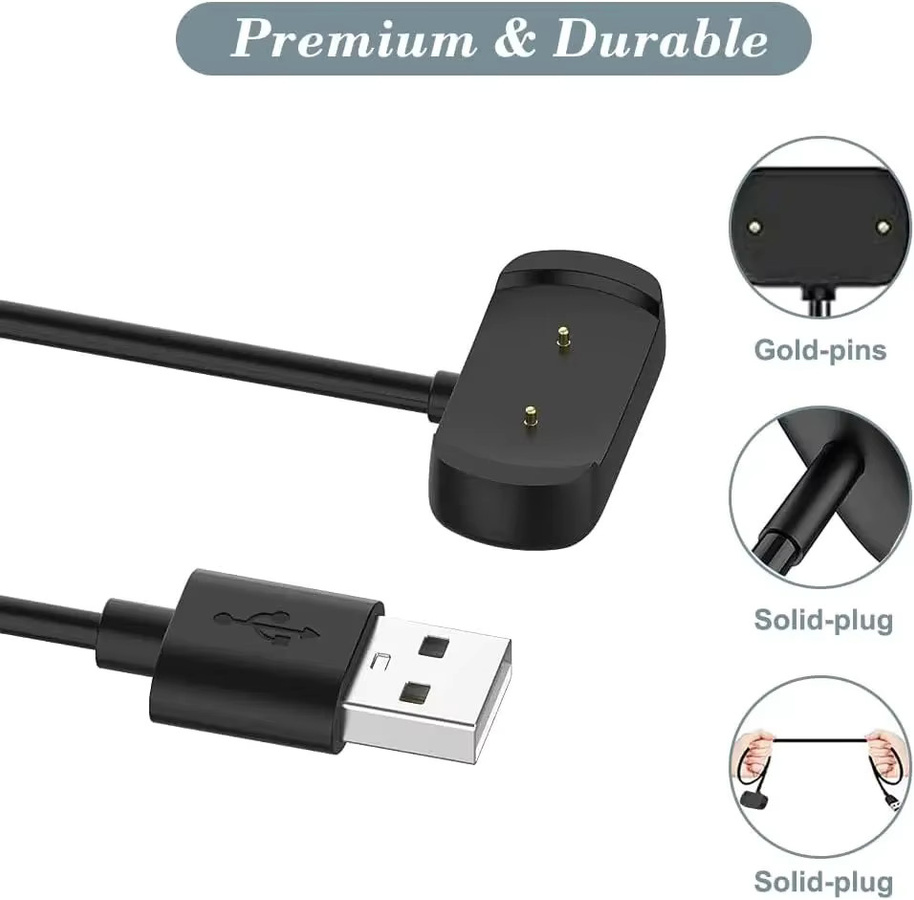 USB-Ladegerät für Amazfit GTS 2e, GTS 2 mini, T-Rex Pro, Bip 3 Pro, GTR 2, GTR 2e, Pop Pro und Bip U Pro in Schwarz - Bild 3