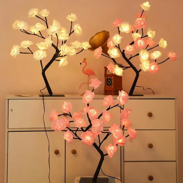 LED Tischlampe in Form einer Rose als USB Nachtlicht für das Kinderzimmer in Schwarz - Bild 1