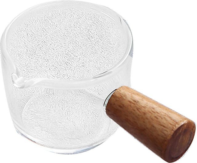TOMTOP JMS Mini Glas Messbecher mit Holzgriff und Skala, Weiß, 50 ml - Bild 1