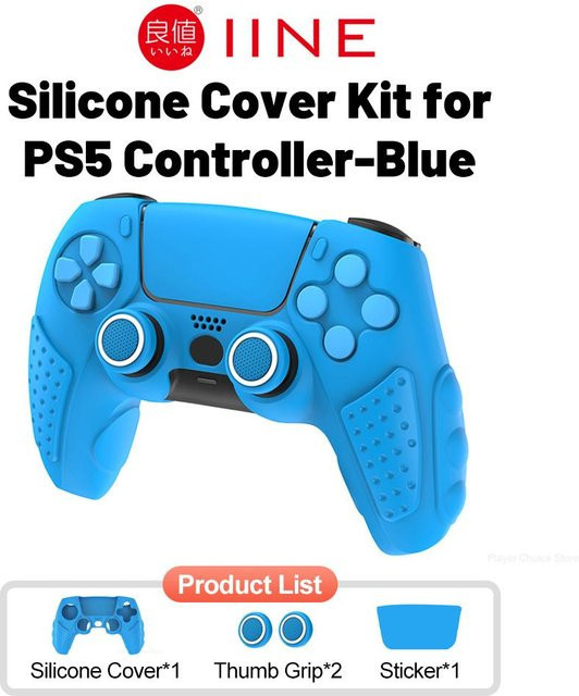 IINE Silikonhülle für PS5 Controller Zubehör Anti-Rutsch Schutzhülle Kit in Blau - Bild 1