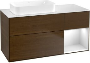 V&B Waschtischunterschrank Finion in Walnussfurnier, Weiß und Braun, B: 120 cm, T: 60 cm - Bild 1