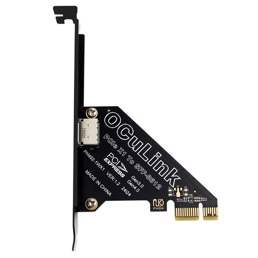 ALLOYSEED PCIe zu Oculink Adapterkarte SFF-8611 & 8612, PCIe 4.0 x4/x1, Schwarz - Bild 3
