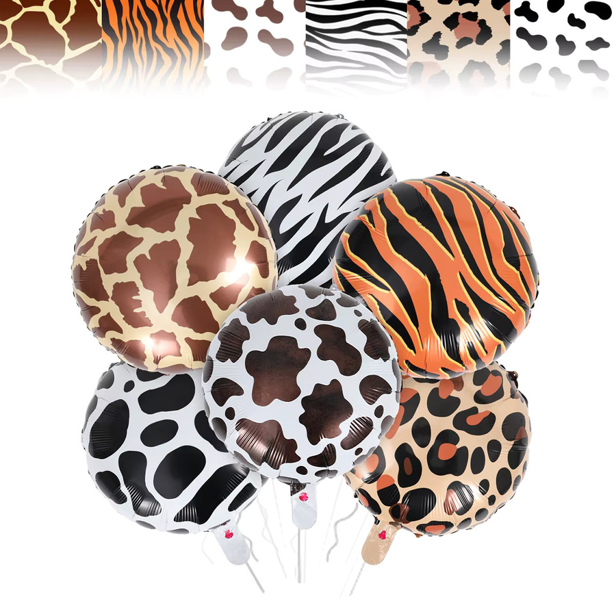 PATIMATE Safari Luftballons mit Tierprint für deine Geburtstagsdeko, Multicolor Aluminiumfolienballons mit Leopard, Tiger, Zebra und Giraffe Motiv - Bild 2