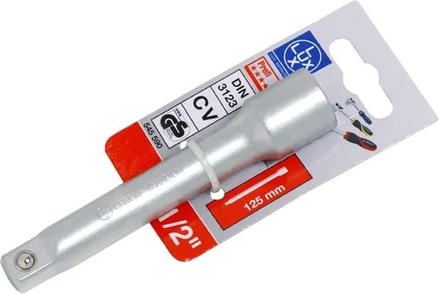 LUX-TOOLS Verlängerung 1/2 Zoll aus Chrom-Vanadium-Stahl in Silber, Länge: 125 mm - Bild 1