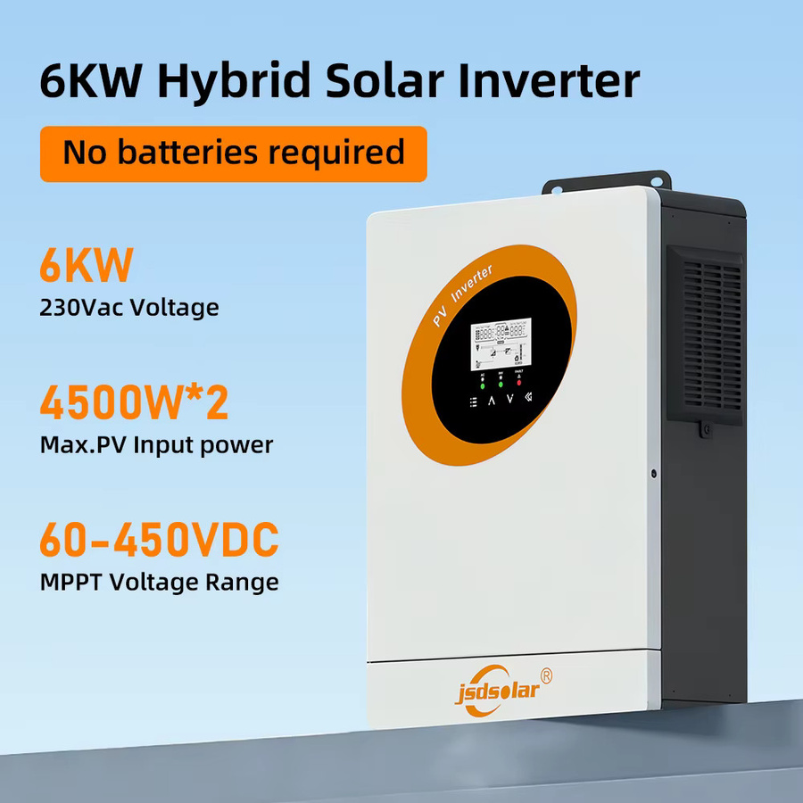 jsdsolar Hybrid-Wechselrichter 6KW mit 2x 4500W MPPT, PV-Eingang 60-450VDC, Reine Sinuswelle, Weiß, mit WIFI-Unterstützung - Bild 2