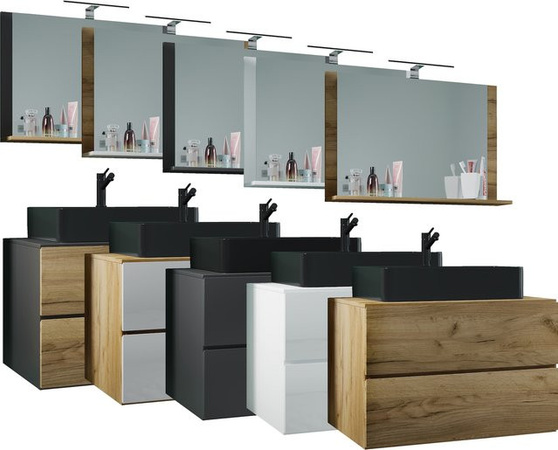 VCM Badmöbel Set Lendas BL in Schwarz bestehend aus Waschbecken aus Keramik und Unterschrank mit Schubladen Breite: 80 cm