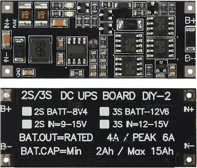 diymore Bidirektionales Lade- und Entlademodul 2/3S mit Ladeschutz, USV-Steuerplatine für unterbrechungsfreie Stromversorgung, DC 12/15V 50W 4A, Schwarz - Bild 1