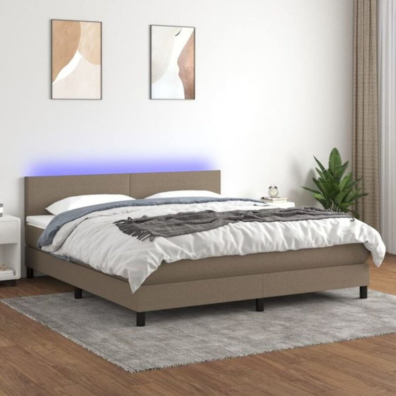 vidaxl Boxspringbett mit Matratze in Taupe meliert, Modernes Design aus Stoff und Holz, B/T: 160 x 200 cm - Bild 1