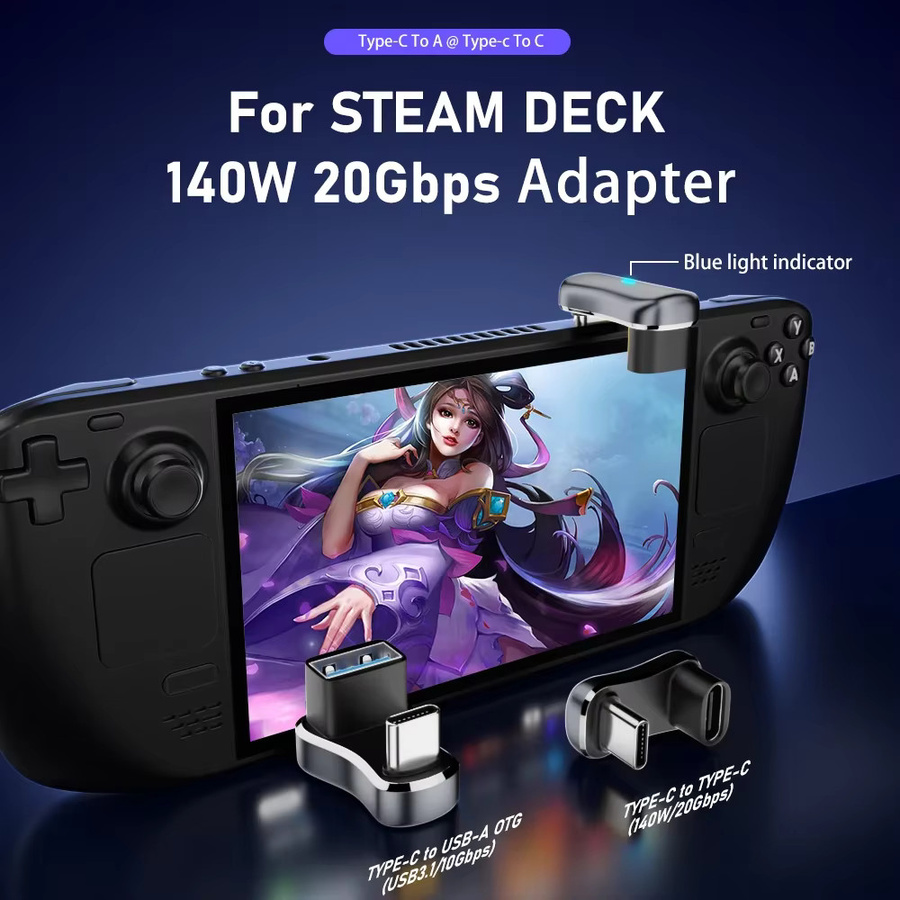BSN USB-C Adapter 180 Grad Winkel mit 20Gbps Datenübertragung und 140W PD Ladefunktion für Steam Deck und Zubehör - Bild 1