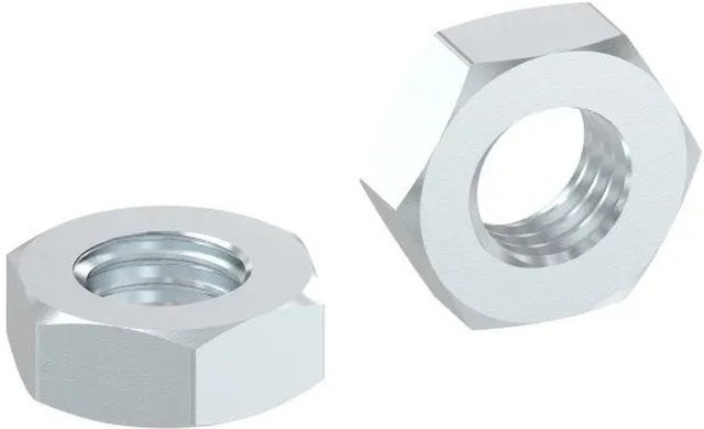 FeNau Sechskantmutter M12 aus Stahl, DIN 936, flache Form, zinklamellenbeschichtet, Silber - Bild 1