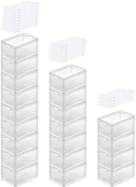 PROREGAL SuperSparSet mit 20 transparenten Eurobehältern LightLine inklusive Auflagedeckel und offenem Griff, 66 Liter, H x B x T: 32 x 40 x 60 cm - Bild 1
