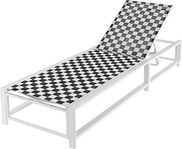 Costway Sonnenliege mit Rollen und verstellbarer Rückenlehne, belastbar bis 180 kg, Textilene-Gewebe, Schwarz/Weiß - Bild 1