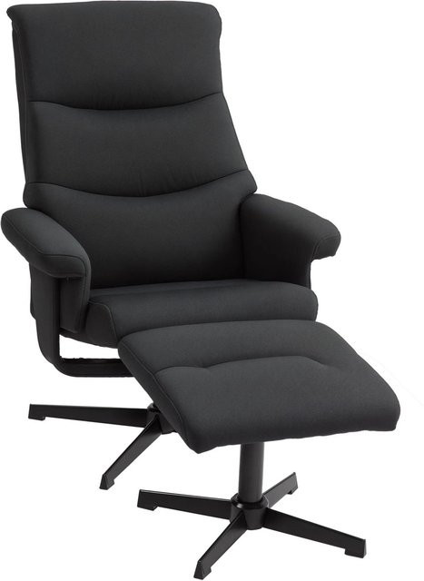 HOMCOM Relaxsessel mit Hocker in Schwarz aus Polyester mit 360-Grad-Drehfunktion, Tiefe: 74 cm, Breite: 81 cm, Höhe: 102 cm - Bild 1