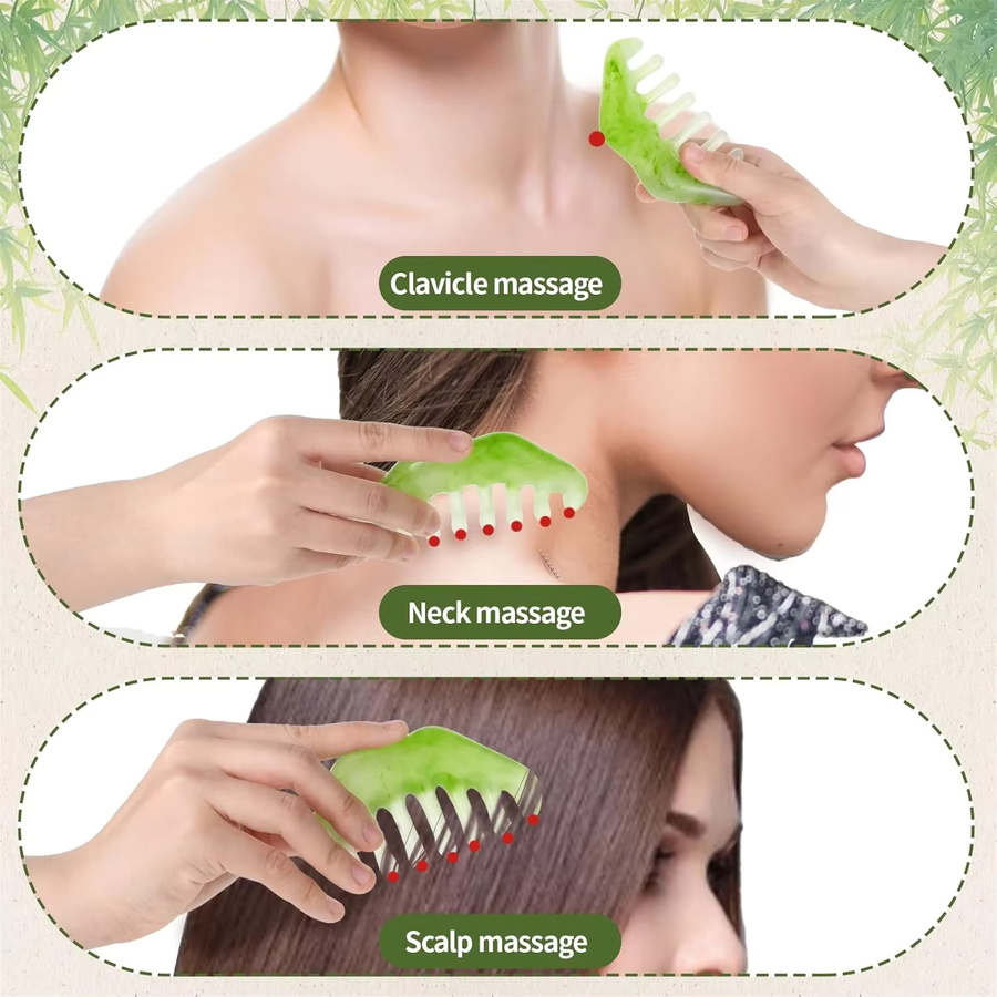 Gua Sha Massagekamm für Gesicht, Kopfhaut und Körper, Naturharz, Unisex - Bild 2