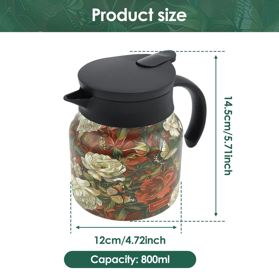 Willstar Edelstahl Teekanne mit Teesieb Infuser in Floral Design, Rot/Mehrfarbig - Bild 5