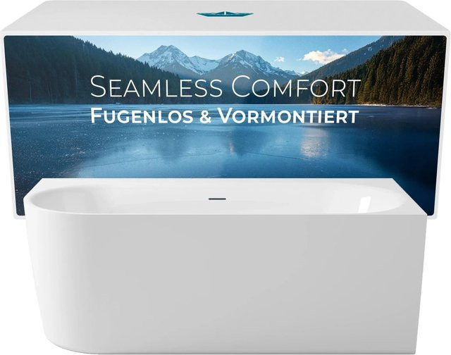 Calmwaters Vorwand-Badewanne Seamless Comfort Komplettset mit Schürze in Weiß, B/T: 180 x 80 cm, linksseitig, fugenlos, 02SL6224 - Bild 1