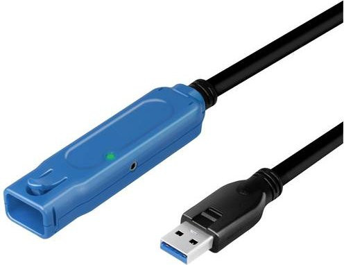 LogiLink USB 3.2 Gen1 Kabel mit Signalverstärkung, USB-A Buchse auf USB-A Stecker, Schwarz/Blau, Länge: 20,00 m - Bild 1