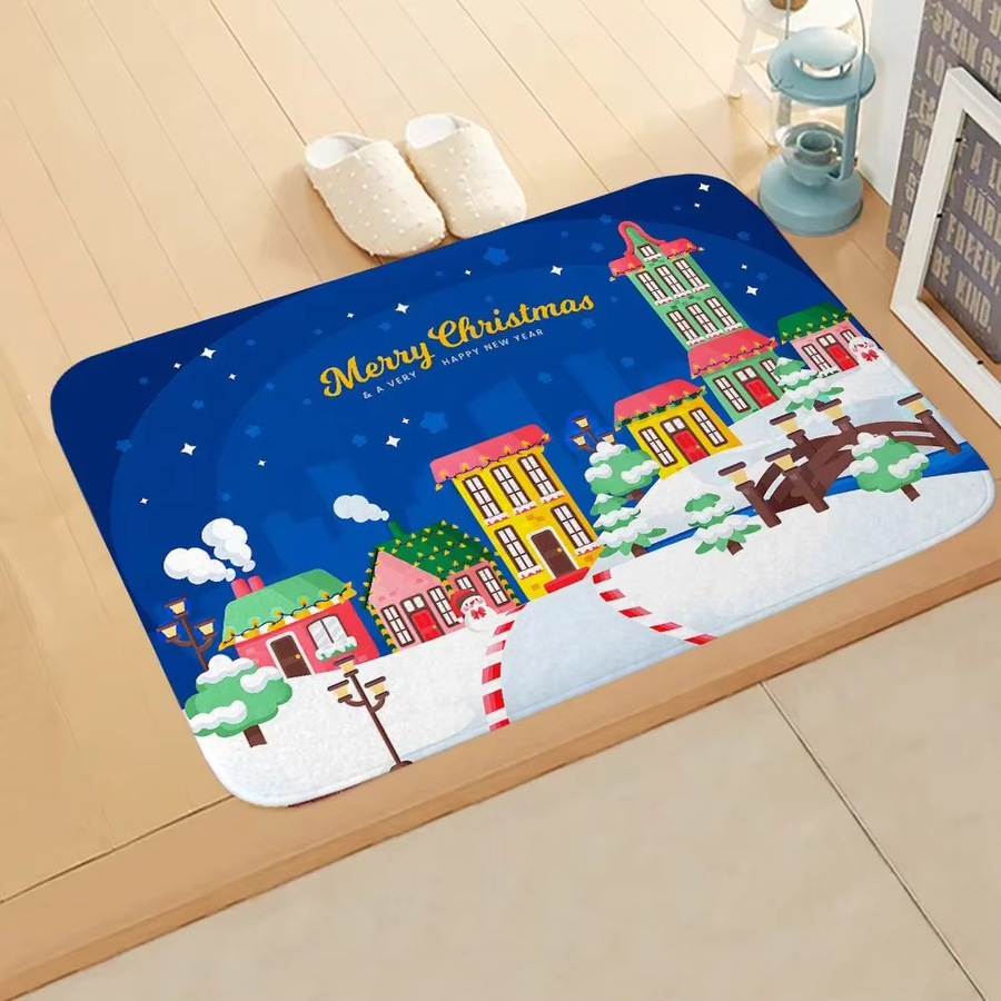 VIKAMA Weihnachtliche Fußmatte mit Weihnachtsmann- und Schneemann-Design, rutschfest und weich, Mehrfarbig, B/T: 60 x 40 cm - Bild 2