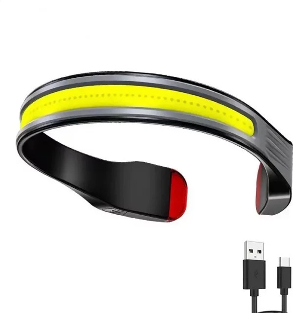 ESMARTER Wiederaufladbare LED Stirnlampe mit COB-Weitwinkelbeleuchtung und rotem Rücklicht in Schwarz/Rot - Bild 1
